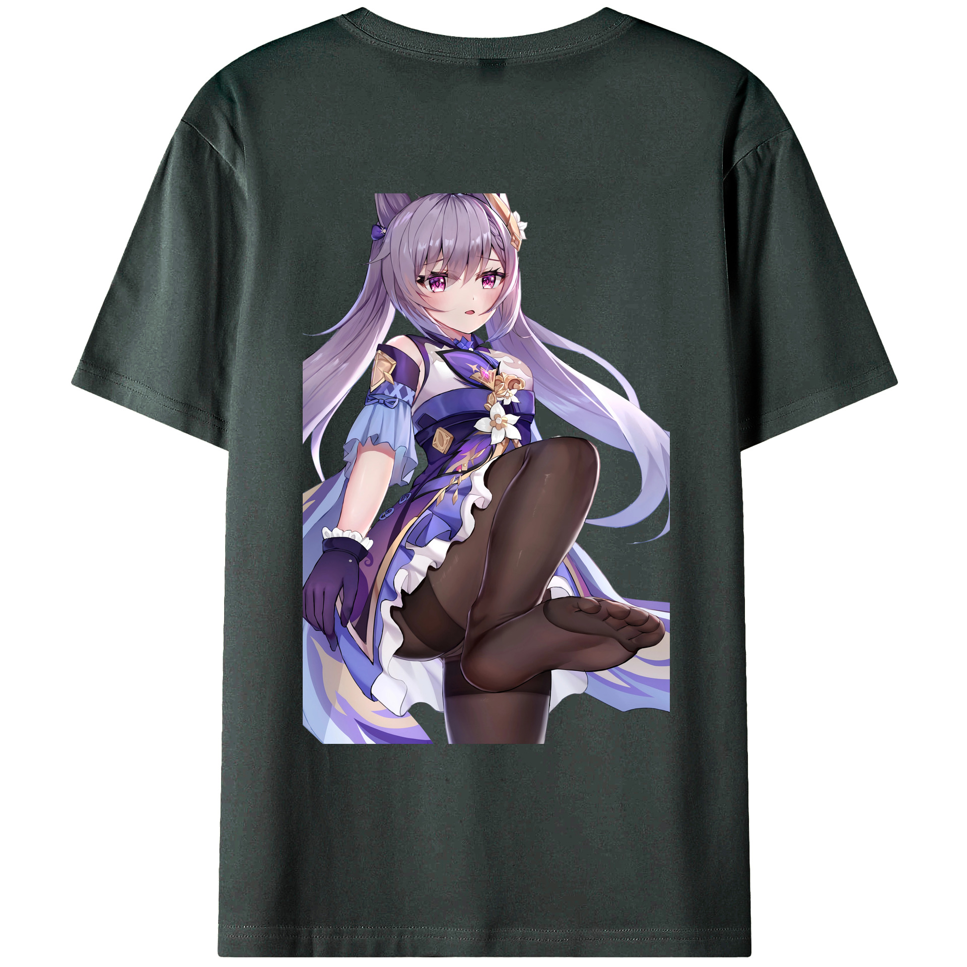 げんし神 刻晴 こくせい genshin Kokusei 綿100％ メンズ半袖Tシャツ（バックプリント） 通気性